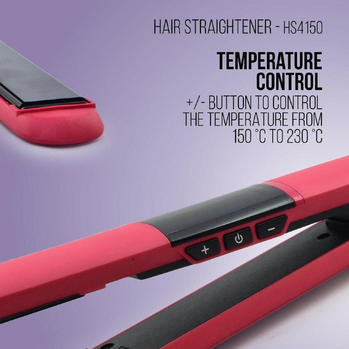 Havells HS4150 Ceramic Plates Hair Straightener with Digital Display & Adjustable temperature, Heats Up Fast Red
