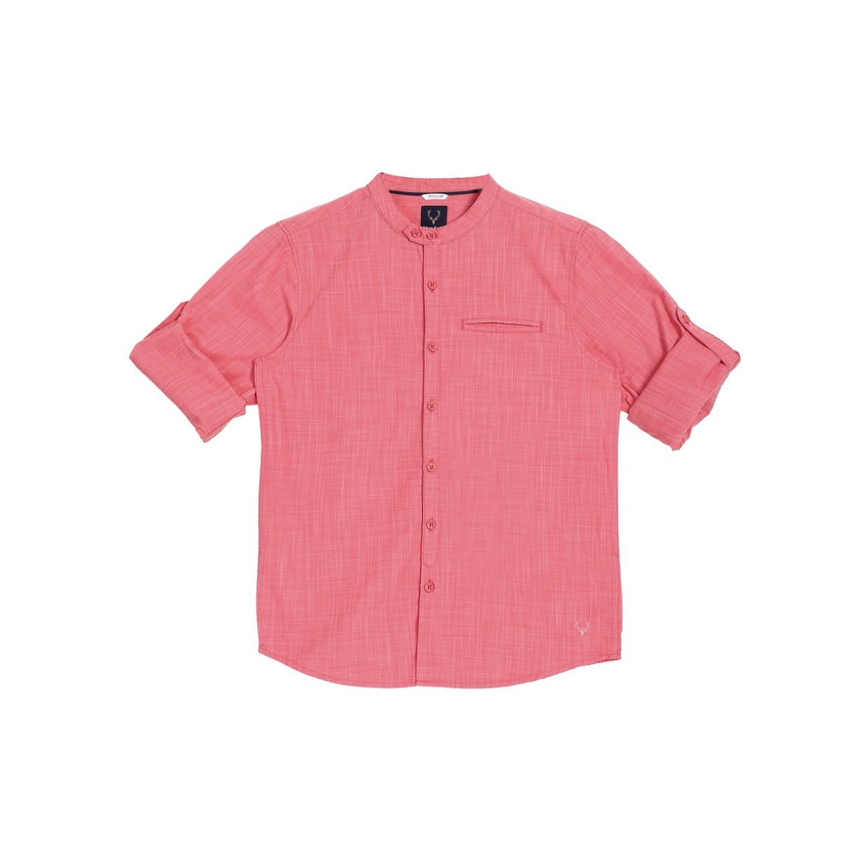 Allen Solly Junior Boy's Band Collar Solid shirt- Pink