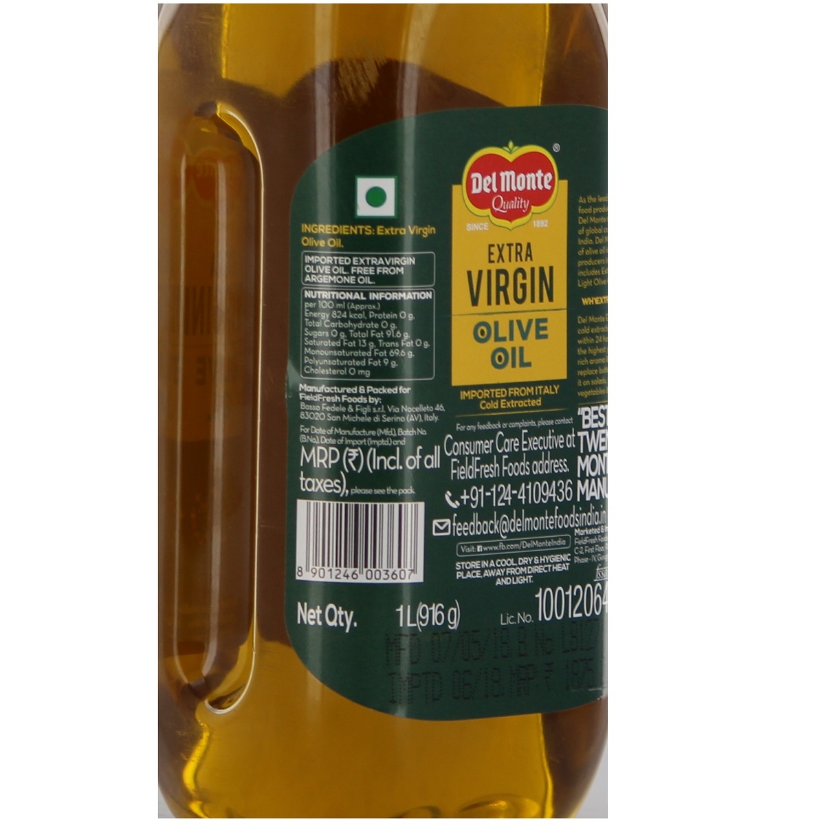 Delmonte Quality Extra Virgin Olive Oil 1Litre