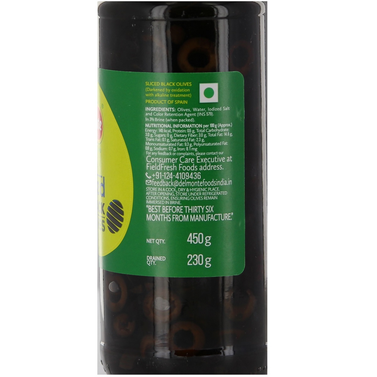 Delmonte Black Olive Sliced 450g