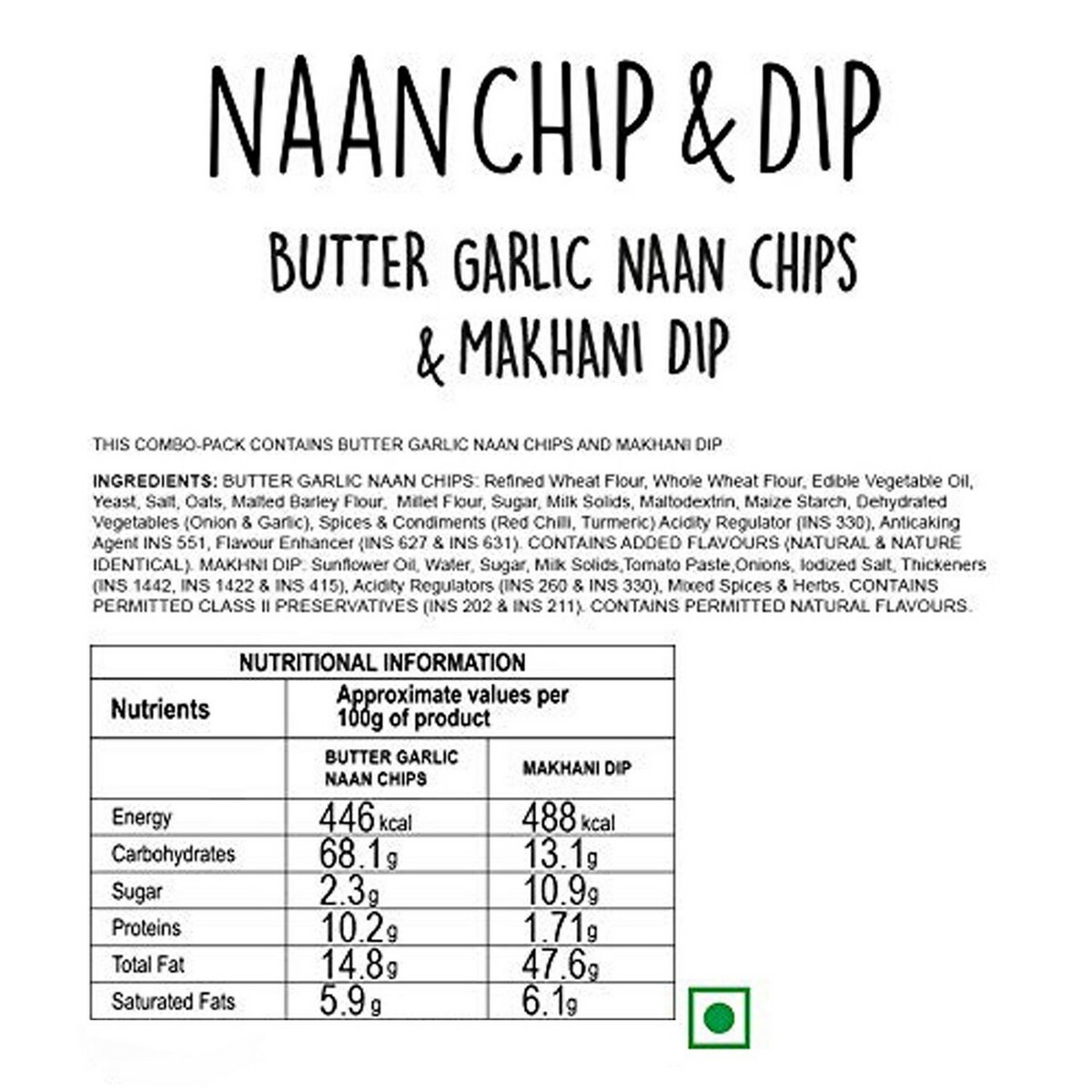 Wingreens Butter Garlic Naan Chip & Dip 70g