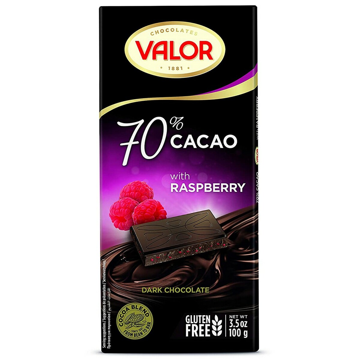 Valor Premum 70% Dark Chocolate  Raspberry 100g