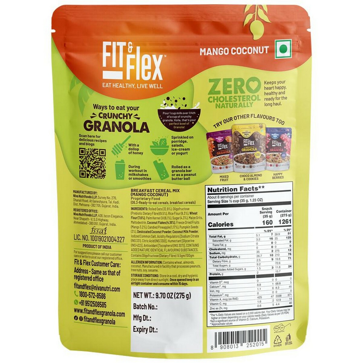 Fit & Flex  Granola Mango Coconut 275G