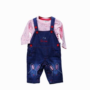 Wonder Child Dungaree with Full Sleeves Inner Tee - Pink