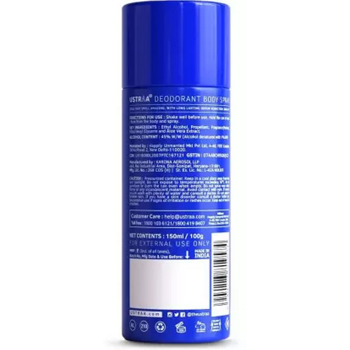 Ustraa  Deodorant-Blue 150ml