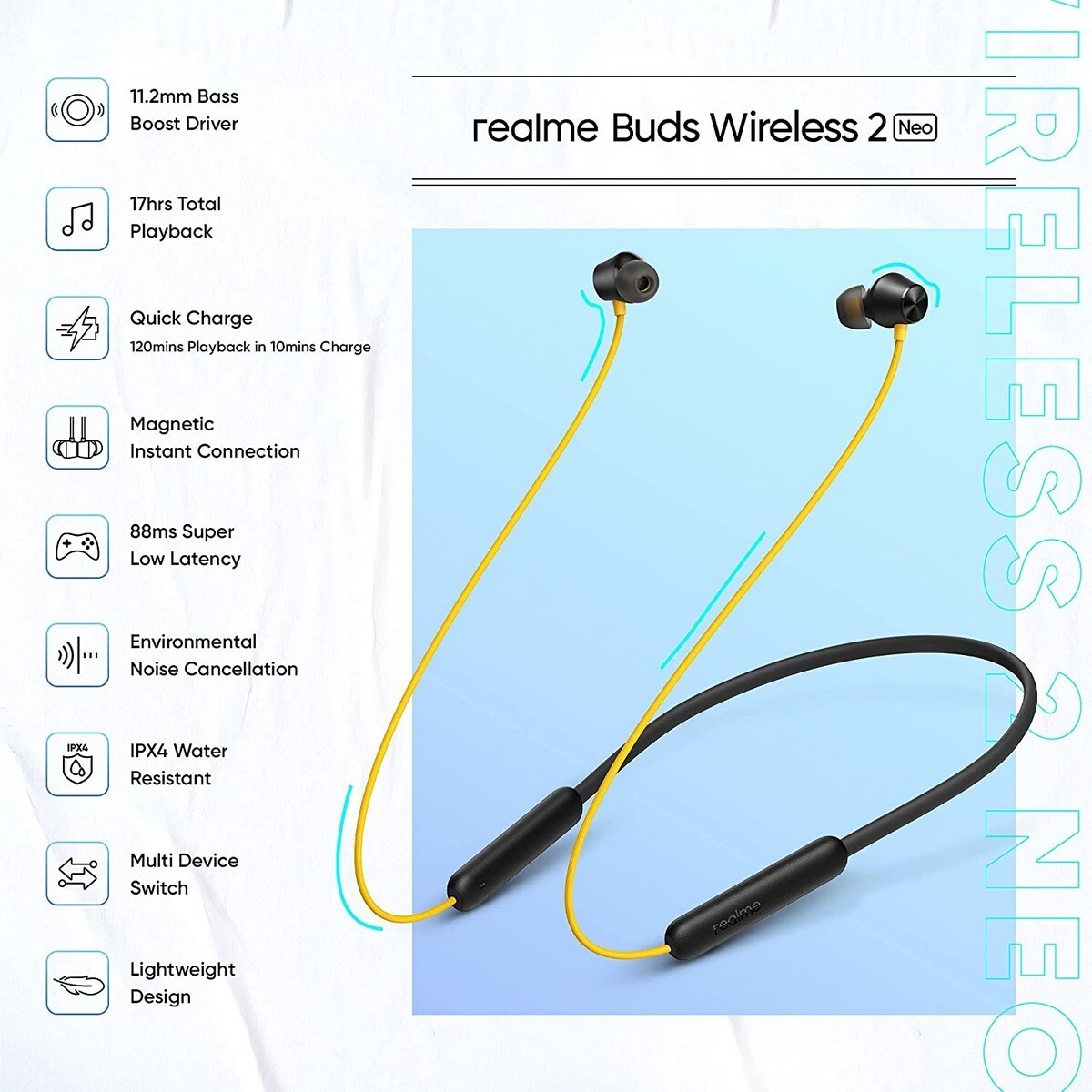 Realme Bluetooth Headset Wireless 2 Neo Black