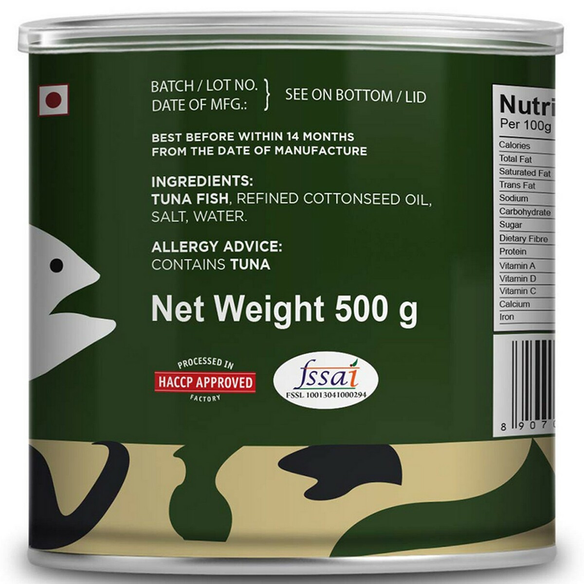 Tasty Nibbles Light Meat Tuna Chunks Oil Can 500G