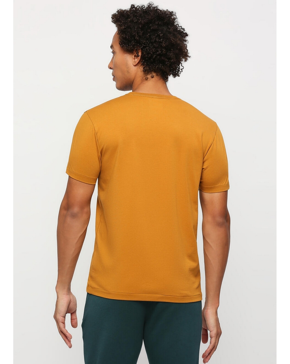 Pepe Mens Printed Mustard Slim Fit T Shirt