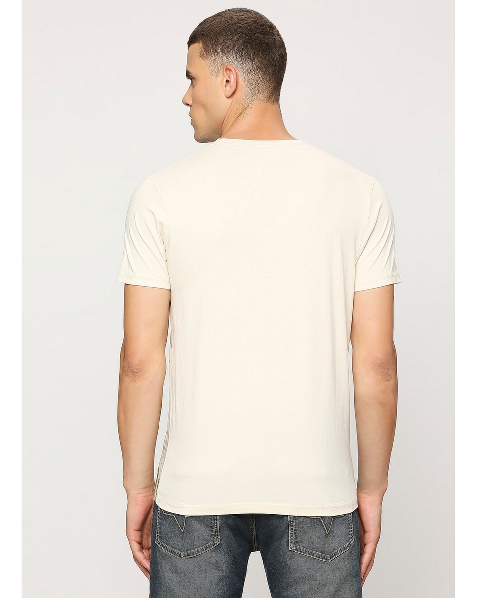 Pepe Mens Printed Ivory Slim Fit T Shirt
