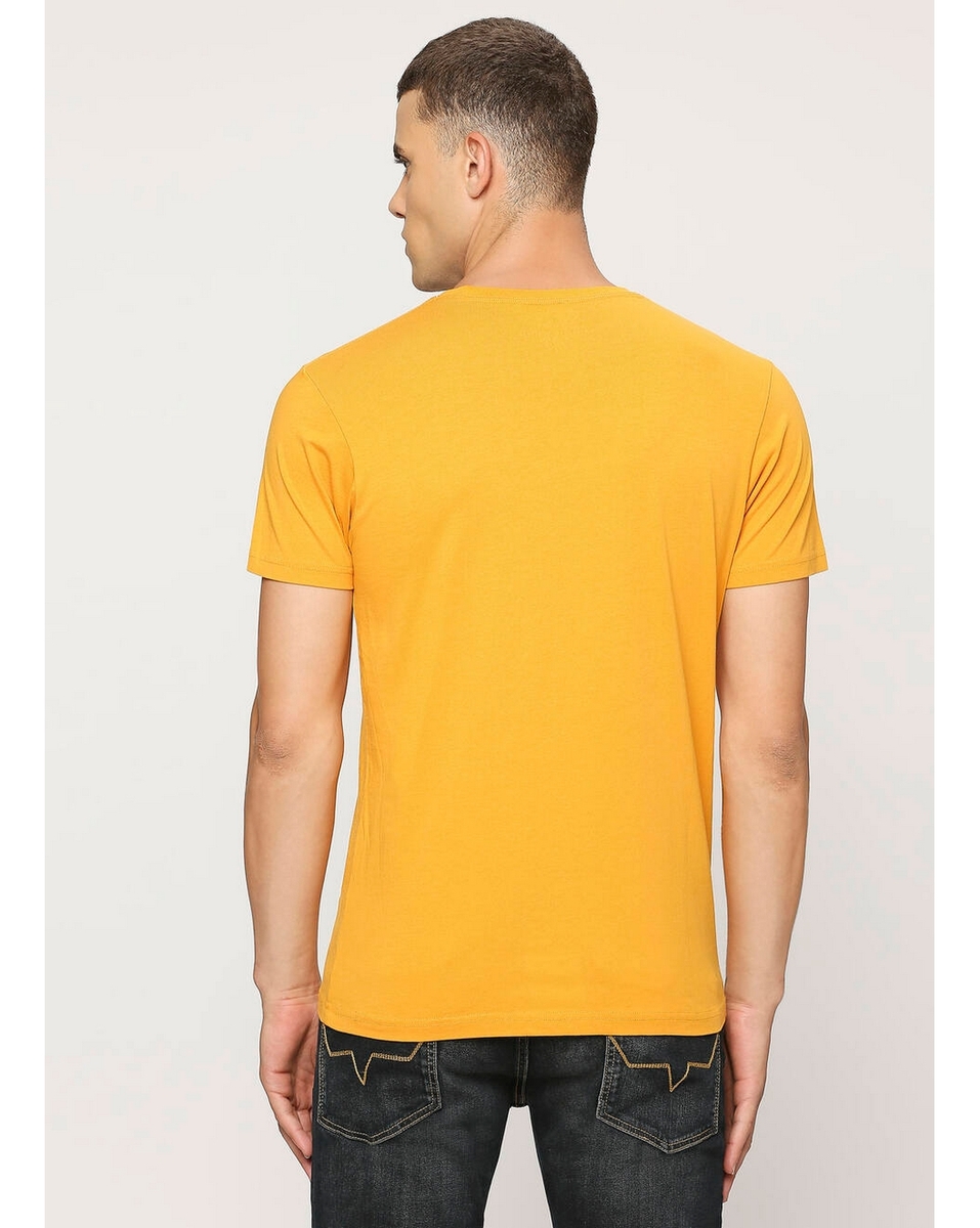 Pepe Mens Solid Rugby Yellow Slim Fit T Shirt