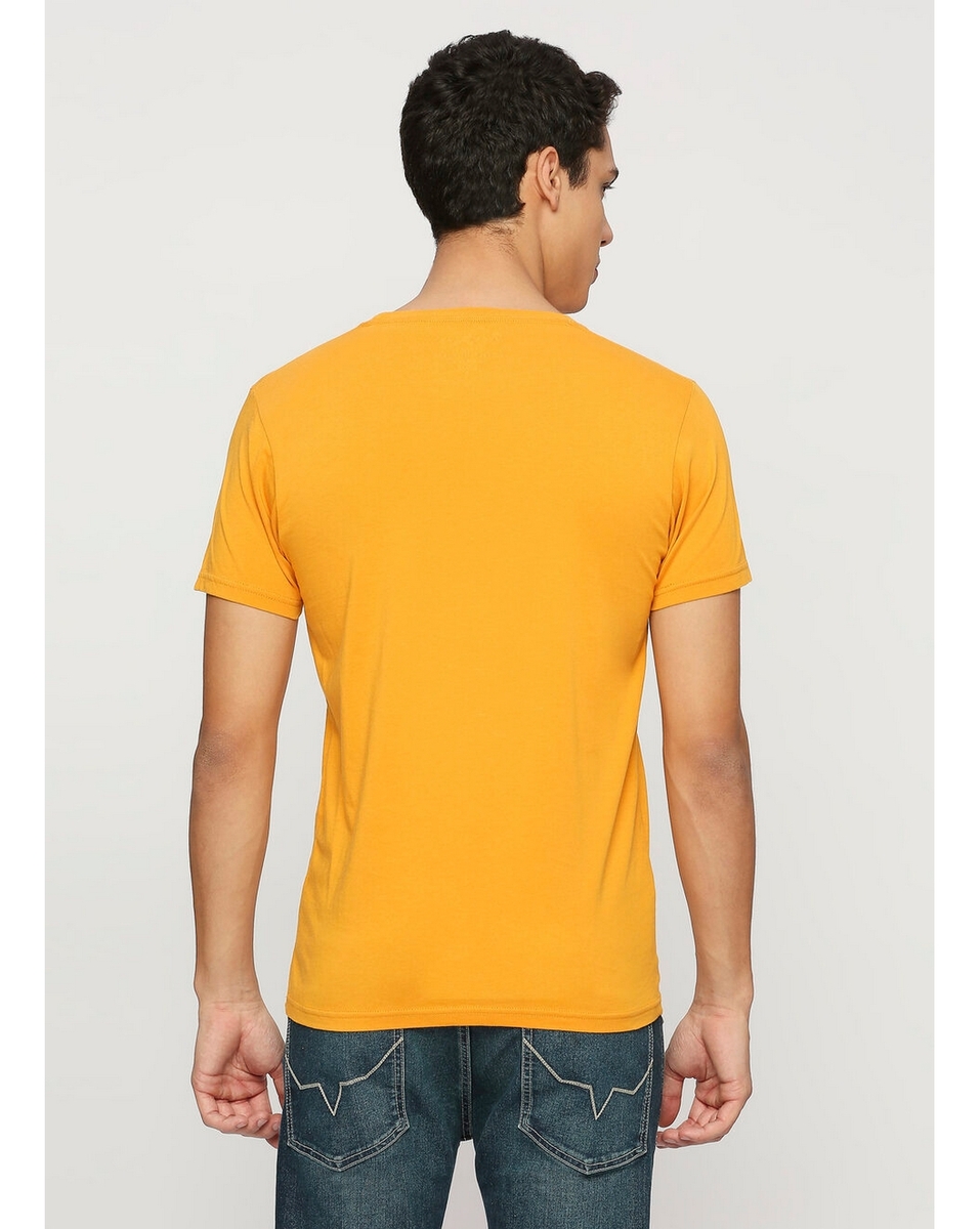 Pepe Mens Printed Rugby Yellow Slim Fit T Shirt