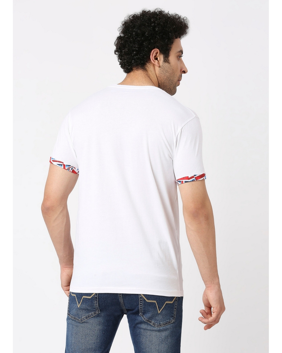 Pepe Mens Printed White Slim Fit T Shirt