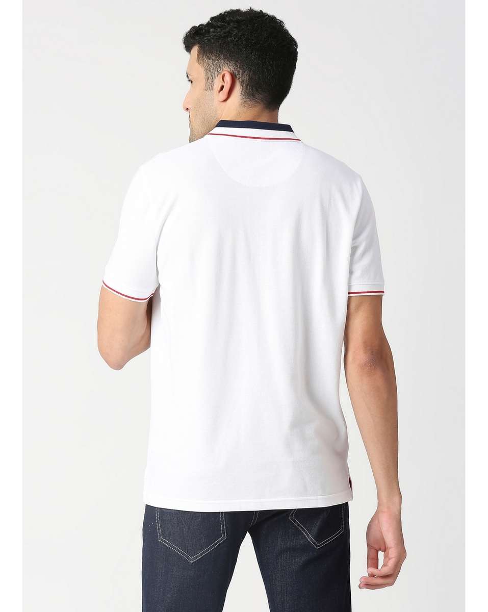 Pepe Mens Solid White Regular Fit Tshirt