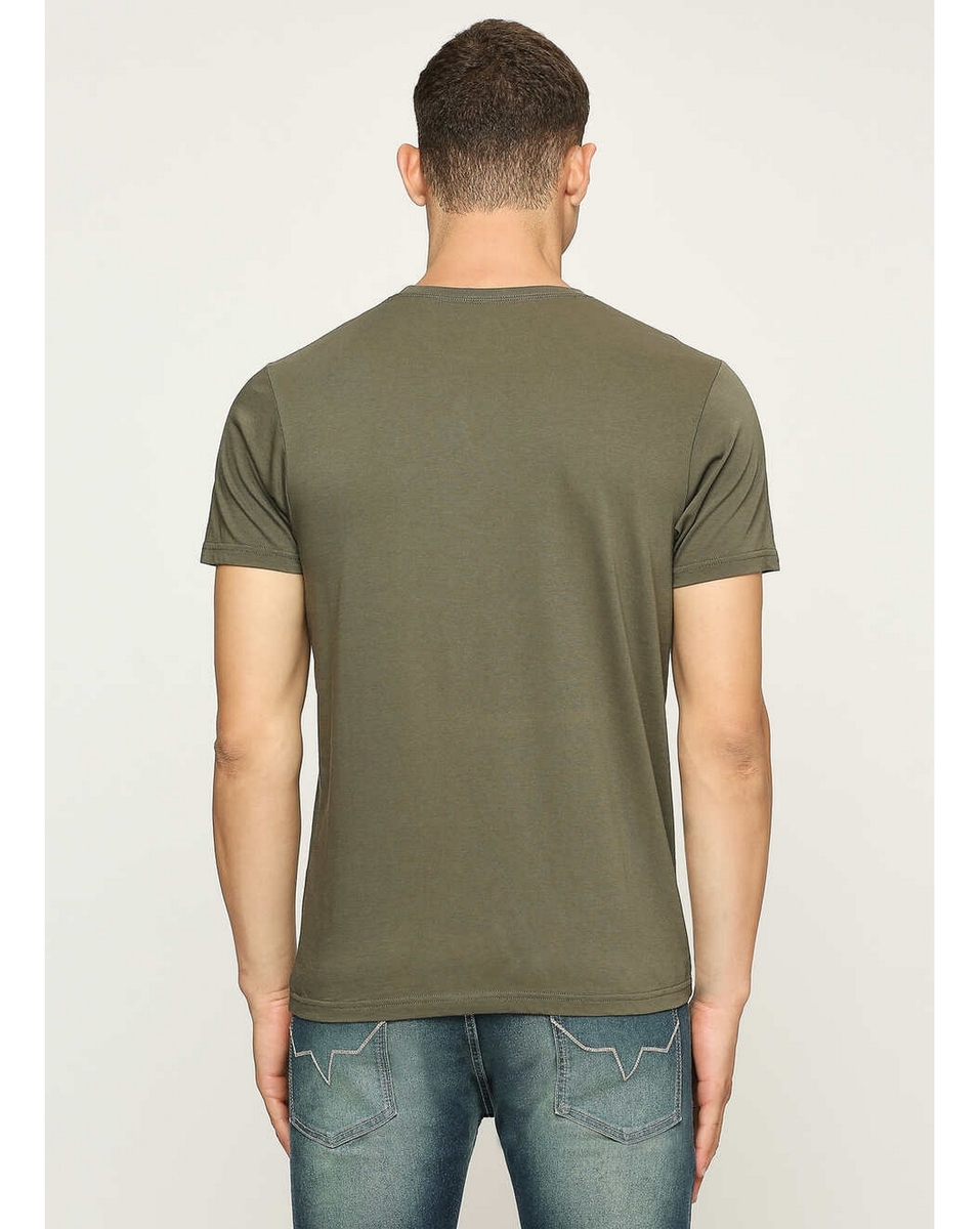 Pepe Mens Printed Olive Slim Fit T Shirt
