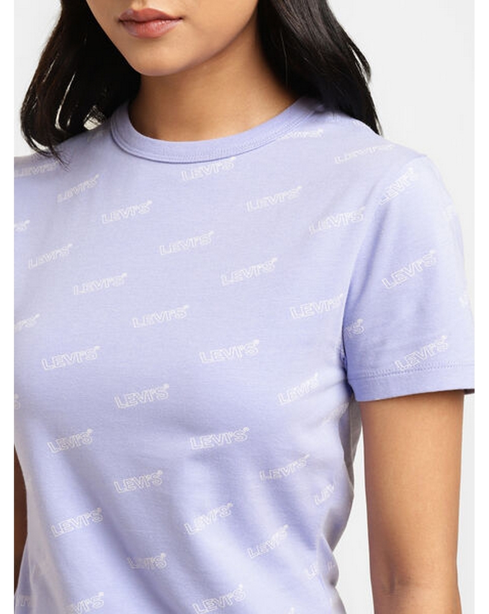 Levis Ladies printed Lavender Slim Fit T Shirt