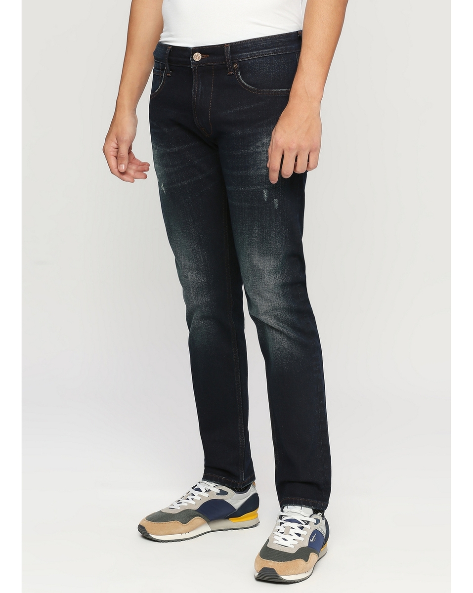 Pepe Mens Solid Vintage Mid Tinted Slim Fit Jeans