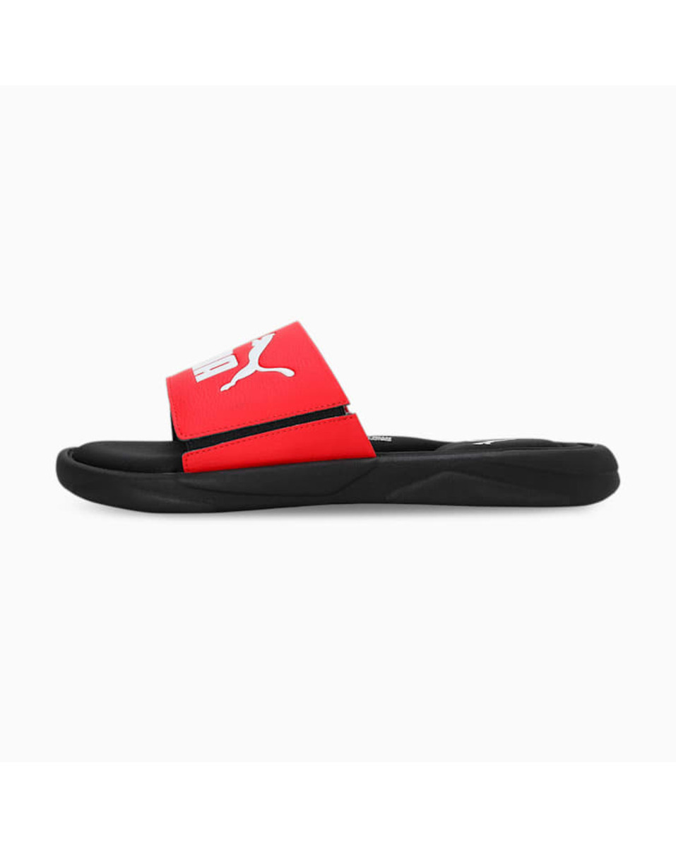 Puma Mens Synthetic leather Black-Red Slip On Sandals