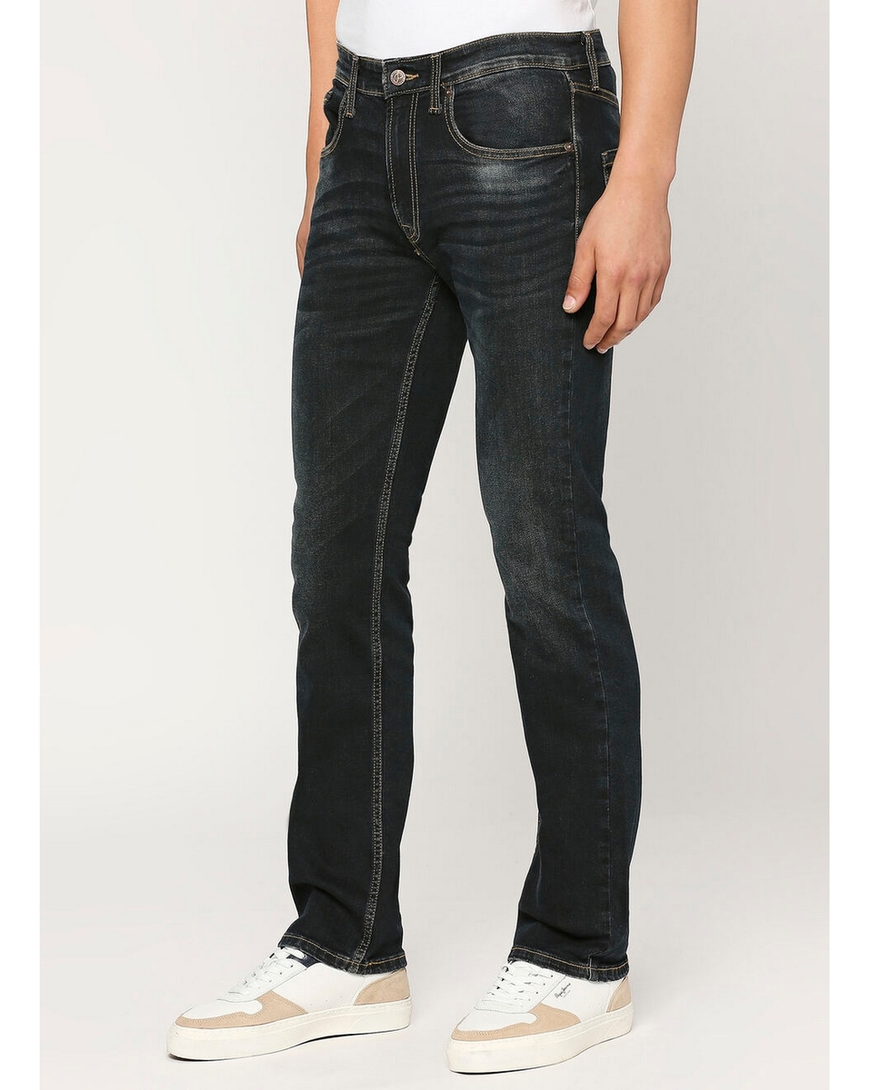 Pepe Mens Solid Dark Straight Fit Jeans