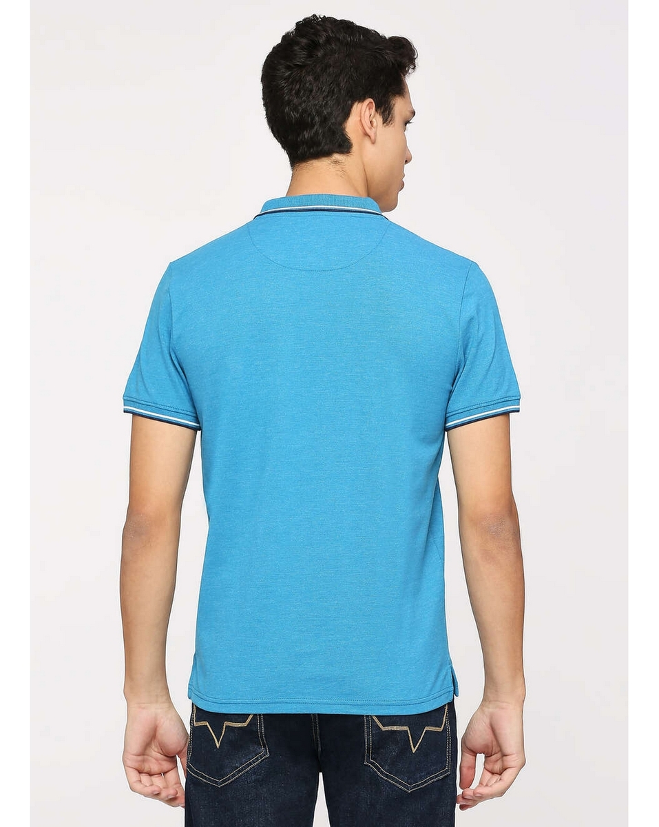 Pepe Mens Solid Teal Flattering Fit T Shirt