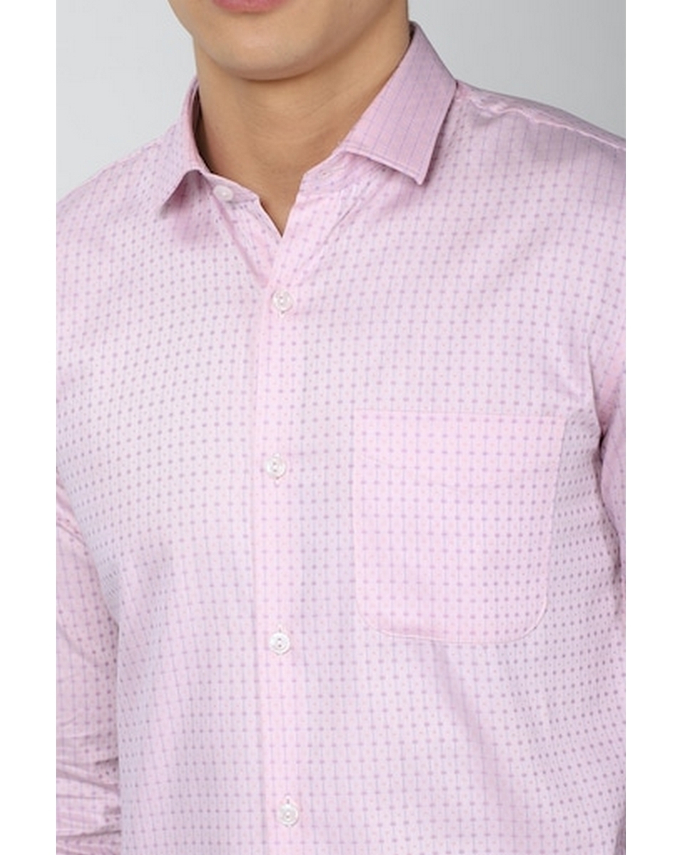 Peter England Mens Check Pink Slim Fit Casual Shirt