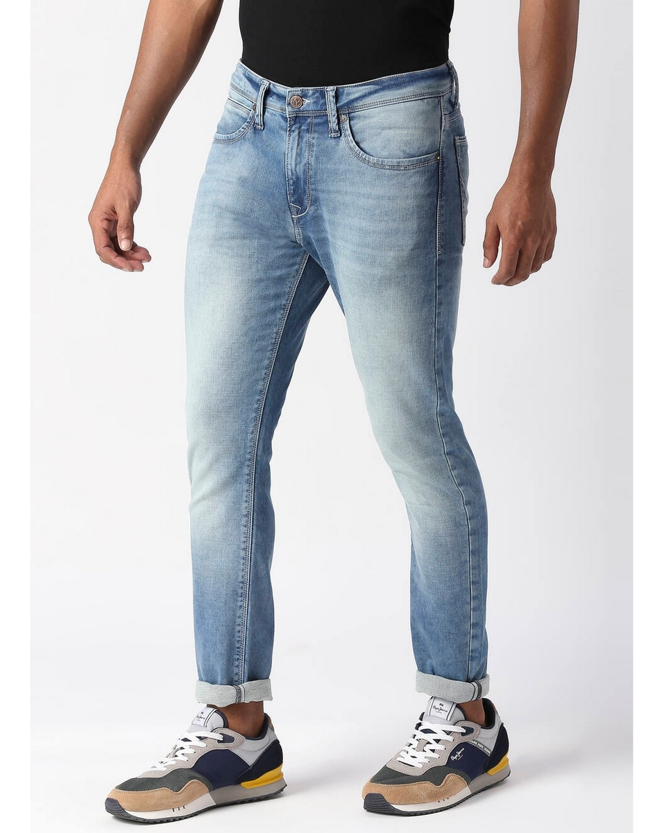 Pepe Mens Solid Super Light Skinny Fit Jeans