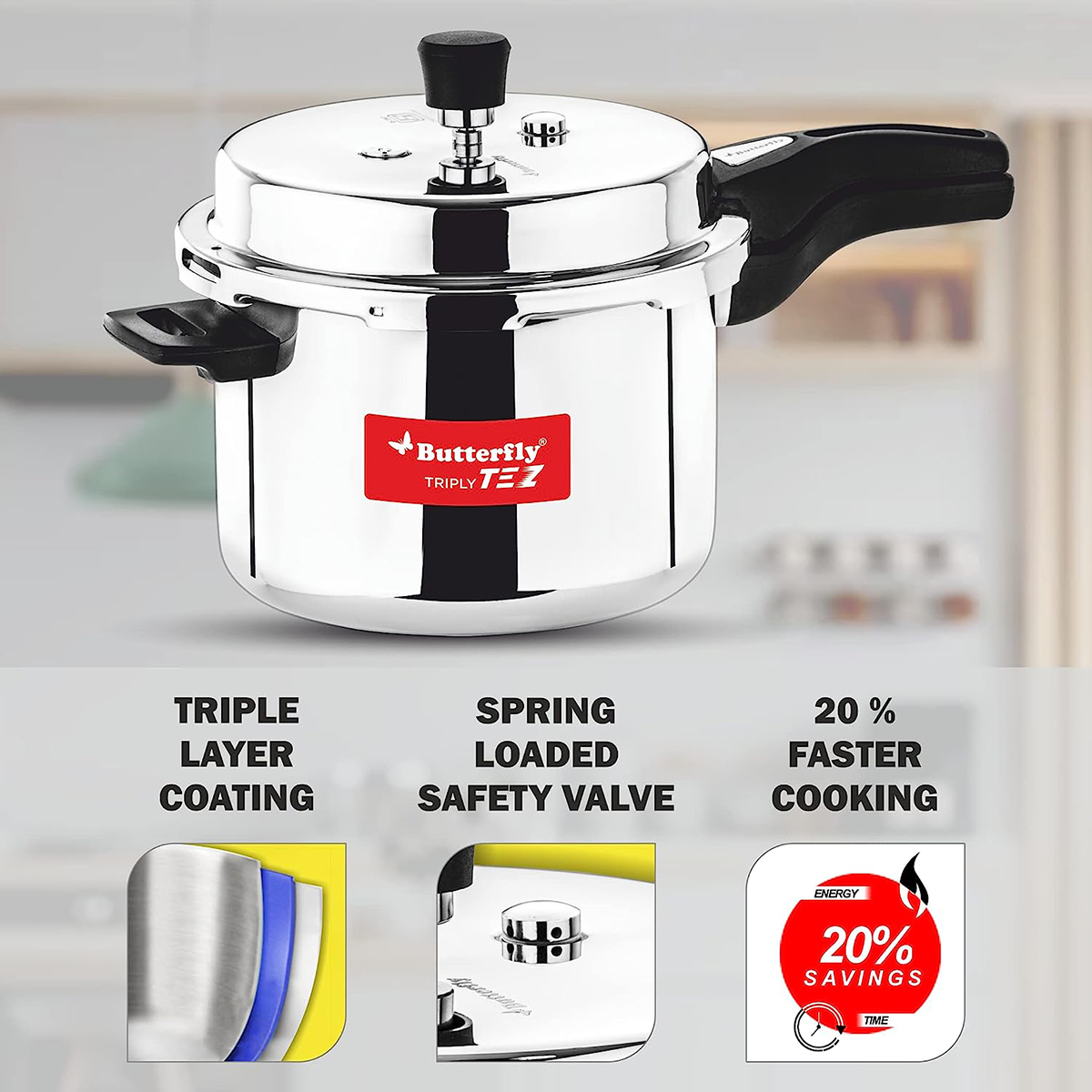 Butterfly Tez Olc Triply Pressure Cooker 3L