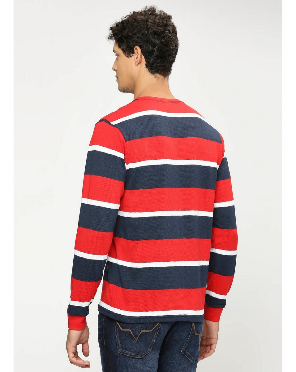 Pepe Mens Striped Red Slim Fit T Shirt