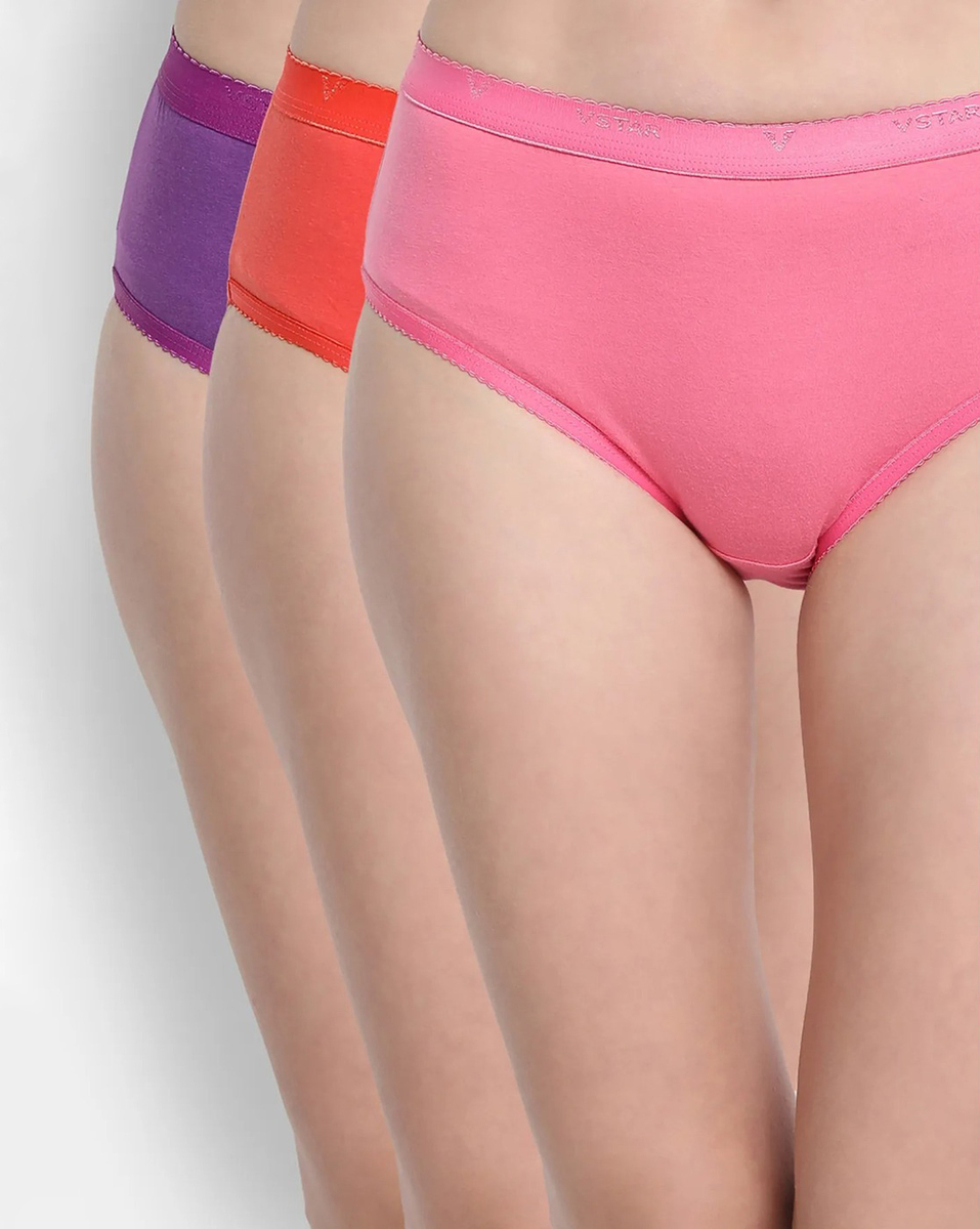 V-Star Ladies Solid Assorted Colour 3 Pieces Set Panties Medium