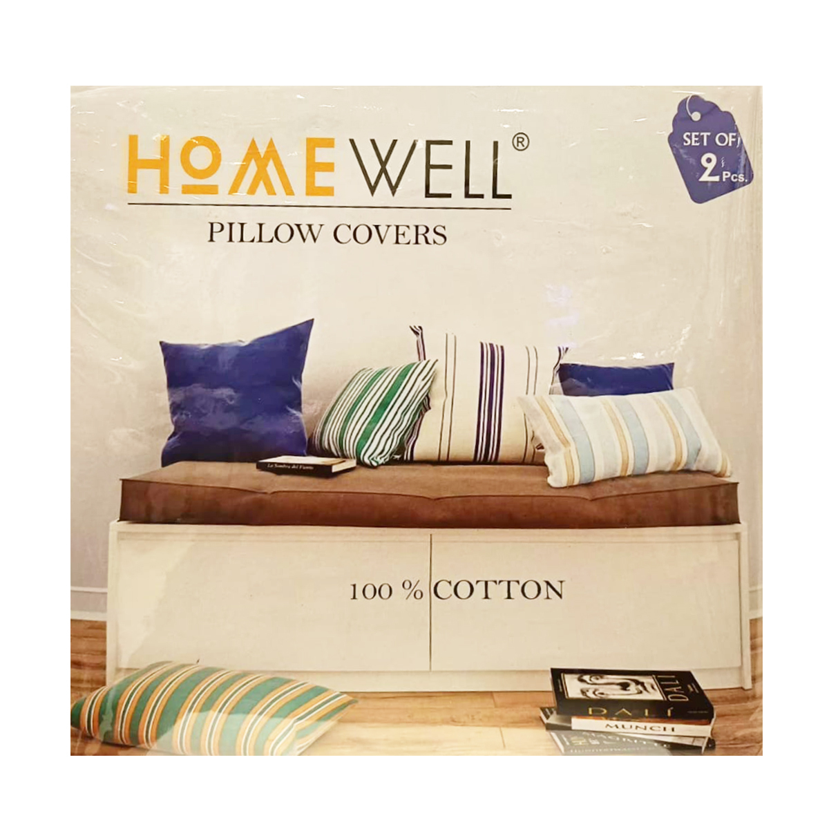 Home Well Pillow Cover Assorted Colour and Assorted Design,Pack Of 2
