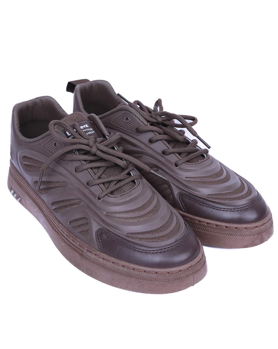 Bonkerz Mens Rexine Coffee Lace-Up Casual Shoes