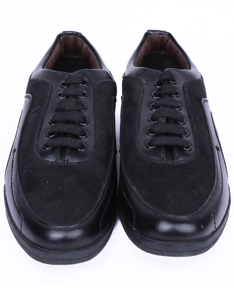 Tom Smith Mens Rexine Black Lace-Up Casual Shoes