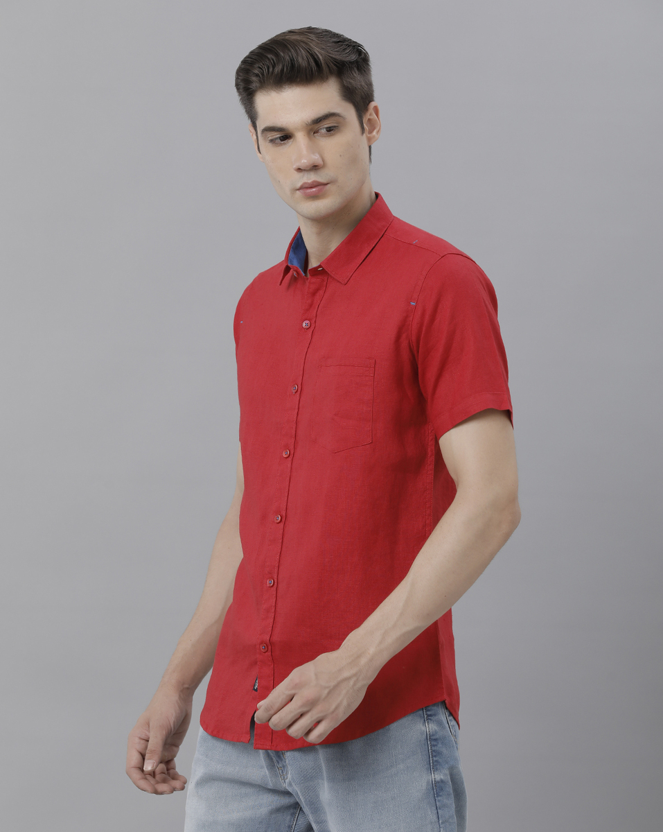 Marco Donateli Mens Red Solid Casual Shirt