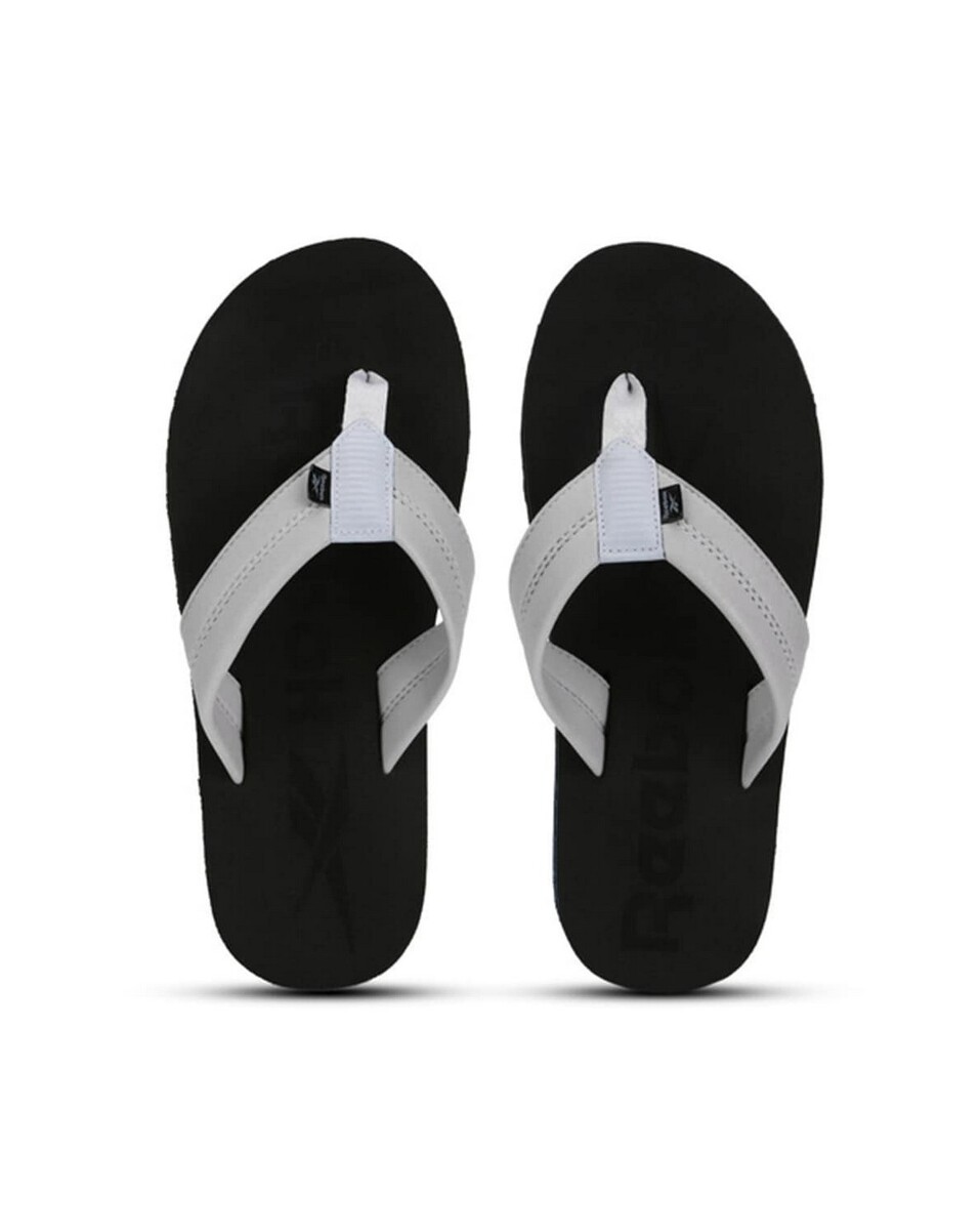 Reebok Mens Synthetic  Black And White Slip-On Slippers