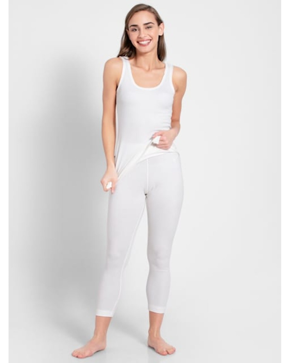 Jockey Ladies Off White Solid Thermel Pant Small