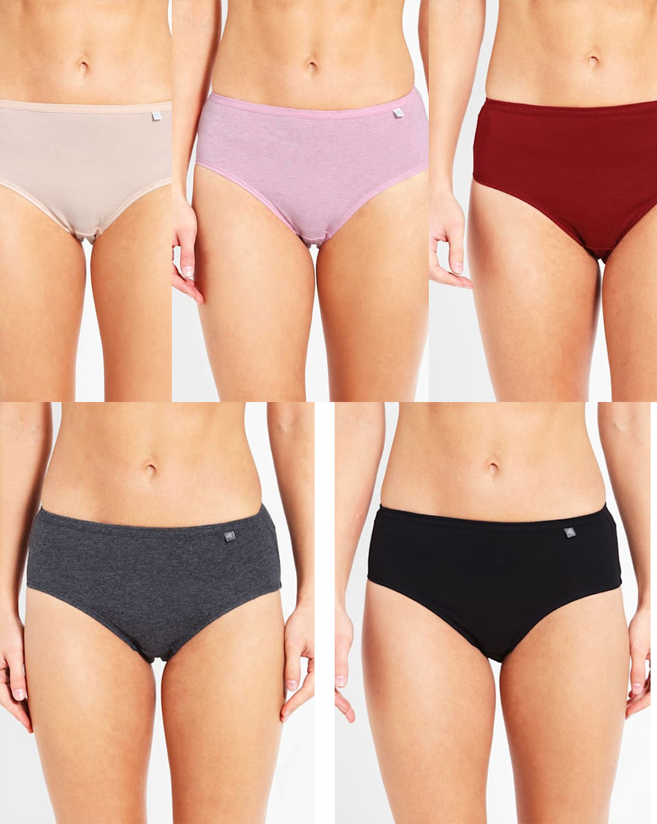 Jockey Ladies 5 Pieces Pack Assorted Colour Solid Panties Extra Large