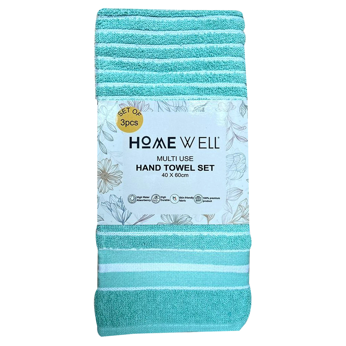 Home Well  Hand Towel Assorted Colour and Assorted Design , Pack Of 3