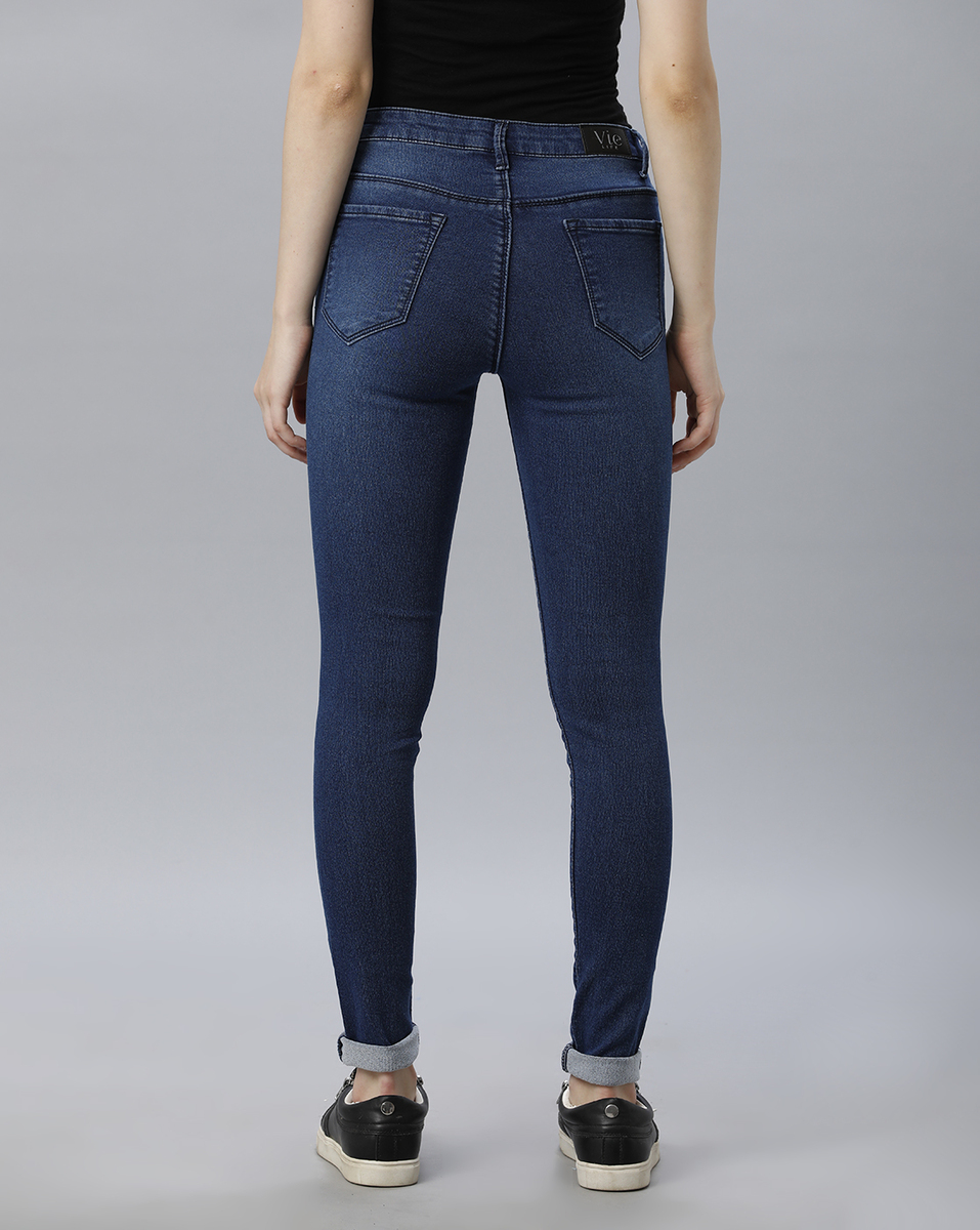 Buy Vie Ladies Slim Fit Blue Jeans Online - Lulu Hypermarket India