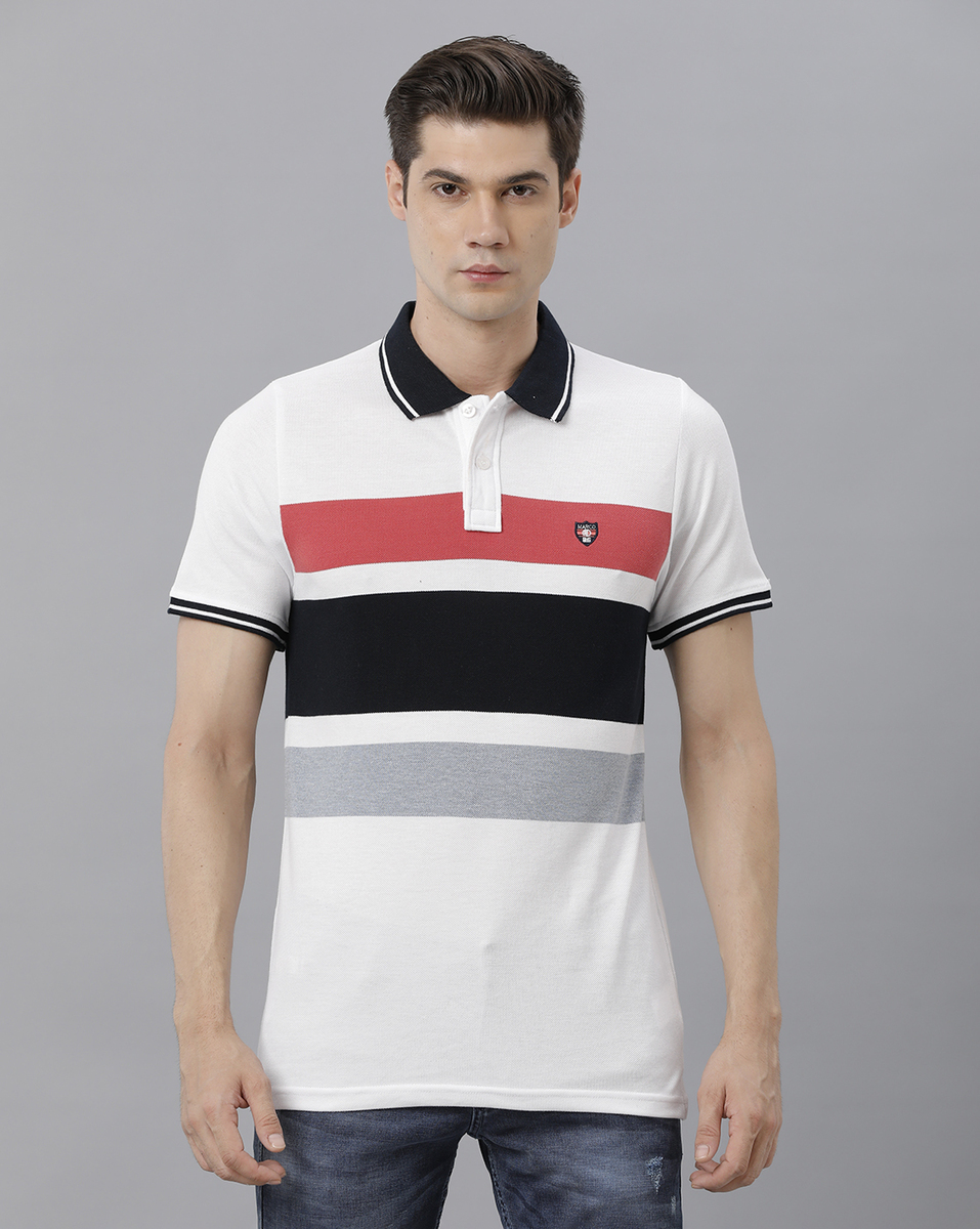 Marco Donateli Mens White Striped T Shirt