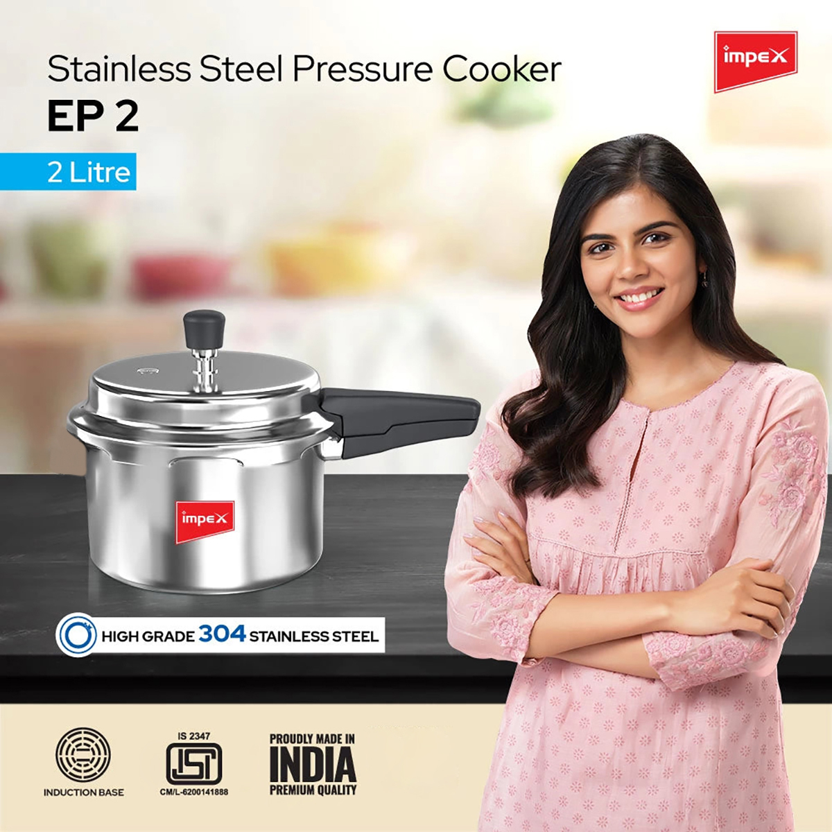 Impex Stainless Steel Pressure Cooker 2L