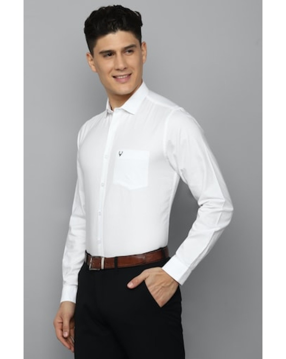 Allen Solly Sport Mens Solid White Slim Fit Casual Shirt