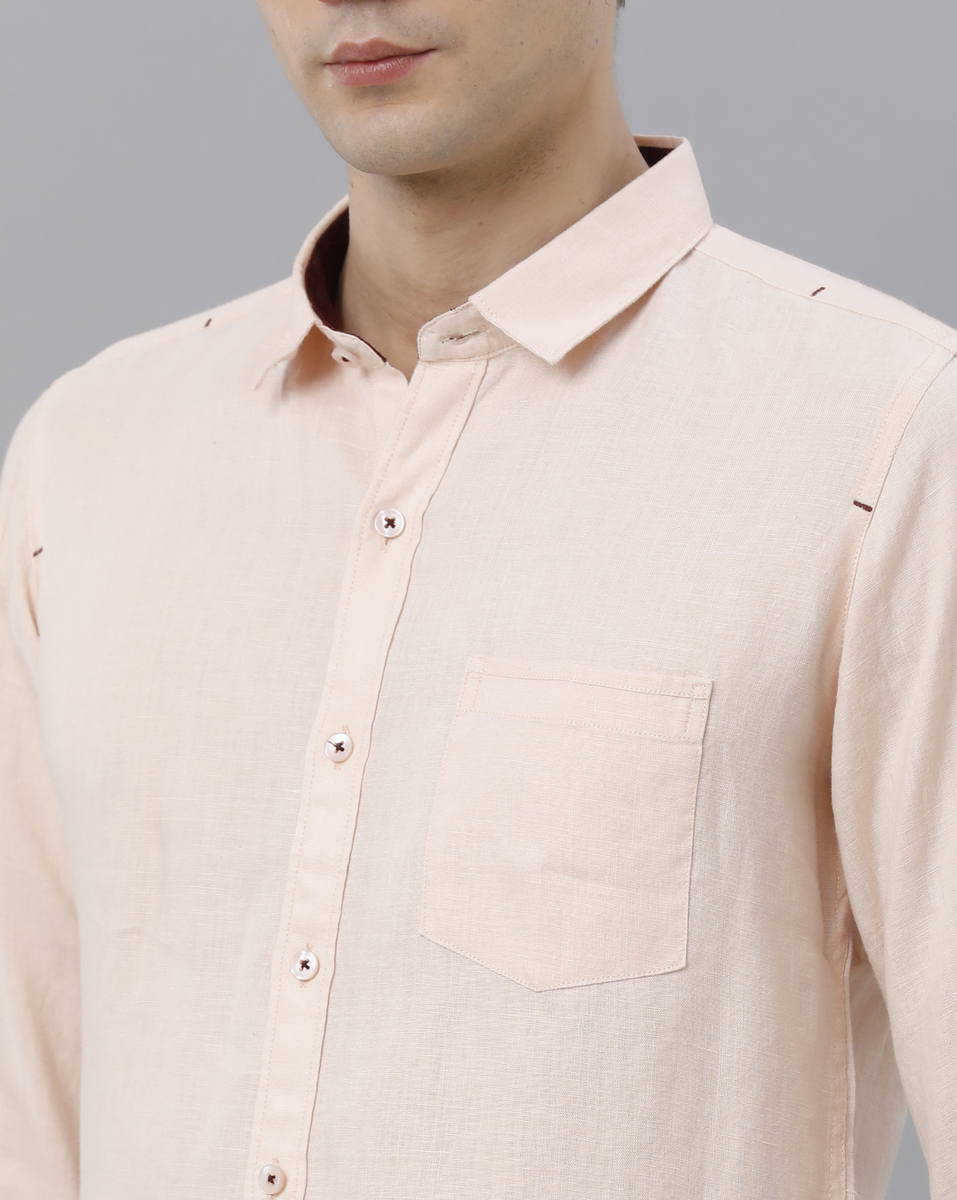 Marco Donateli Mens Peach Solid Casual Shirt