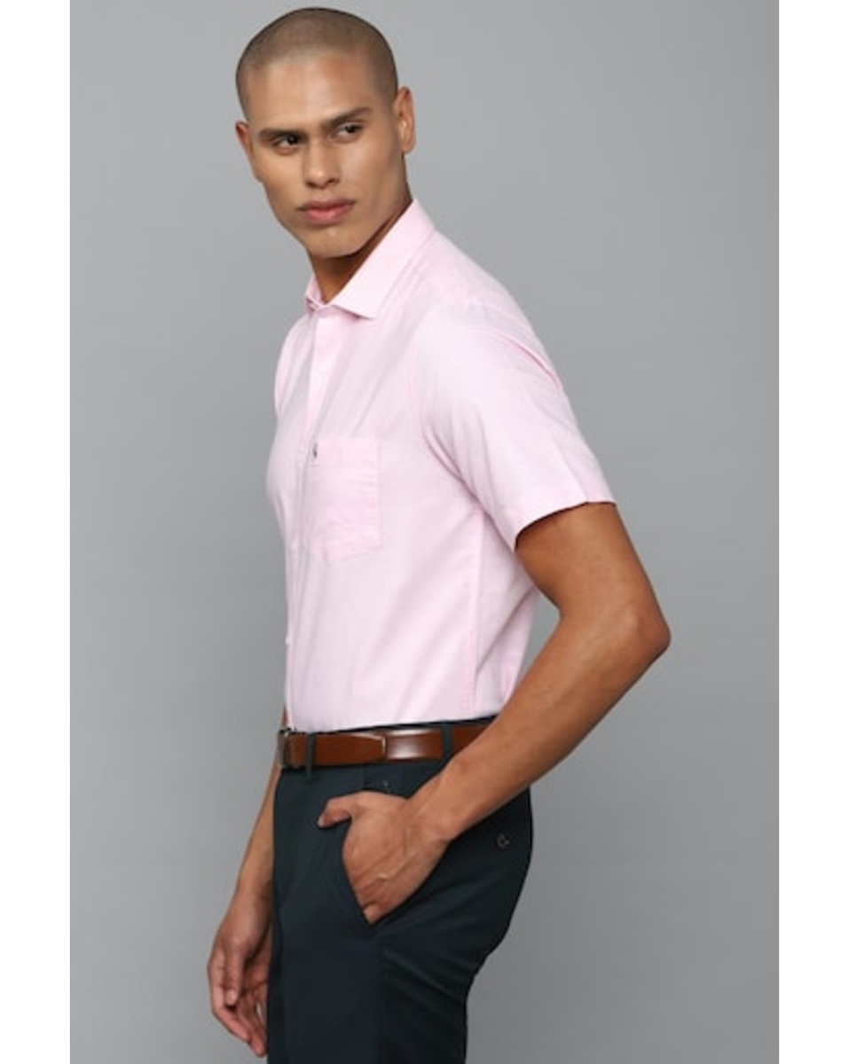 Allen Solly Sport Mens Solid Pink Slim Fit Casual Shirt