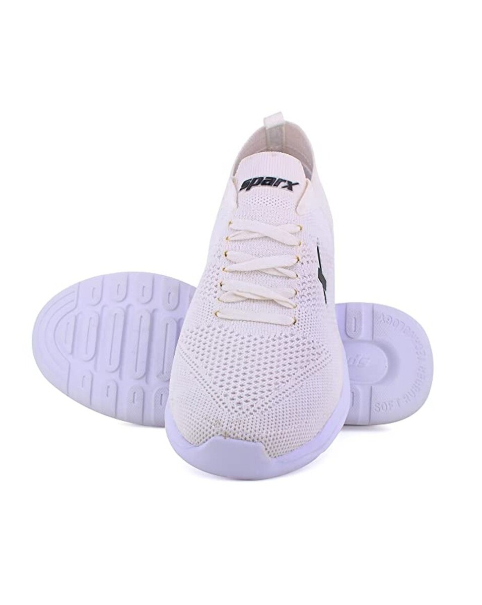 Sparx Mens Mesh White Lace Up Sports Shoes