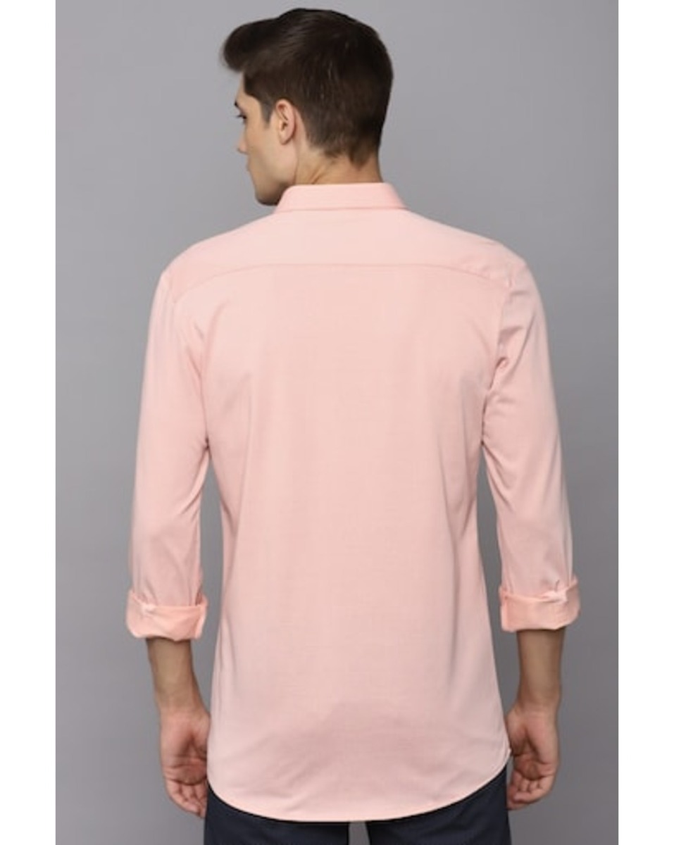 Allen Solly Sport Mens Textured Pink Slim Fit Casual Shirt