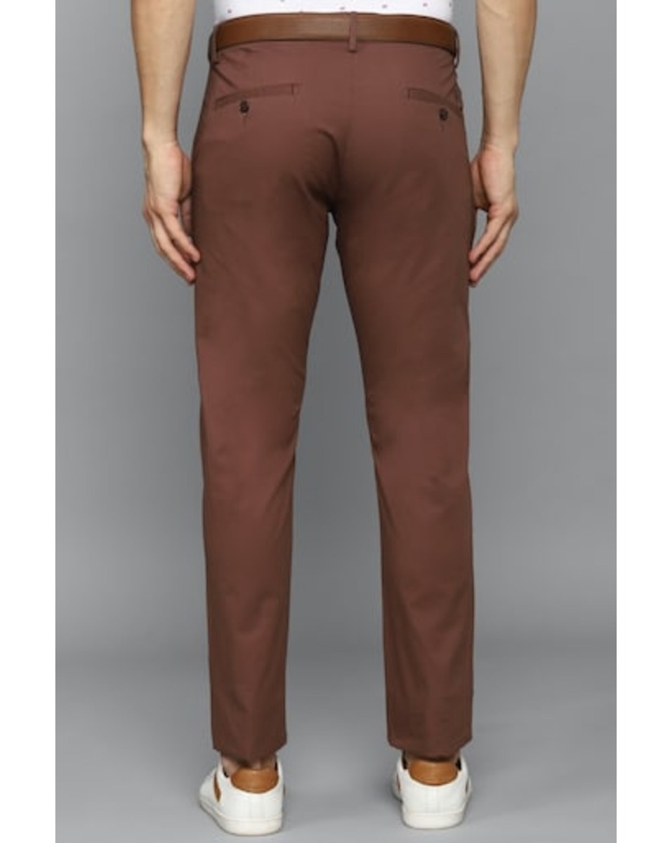 Allen Solly Sport Mens Solid Brown Smart Fit Casual Trousers