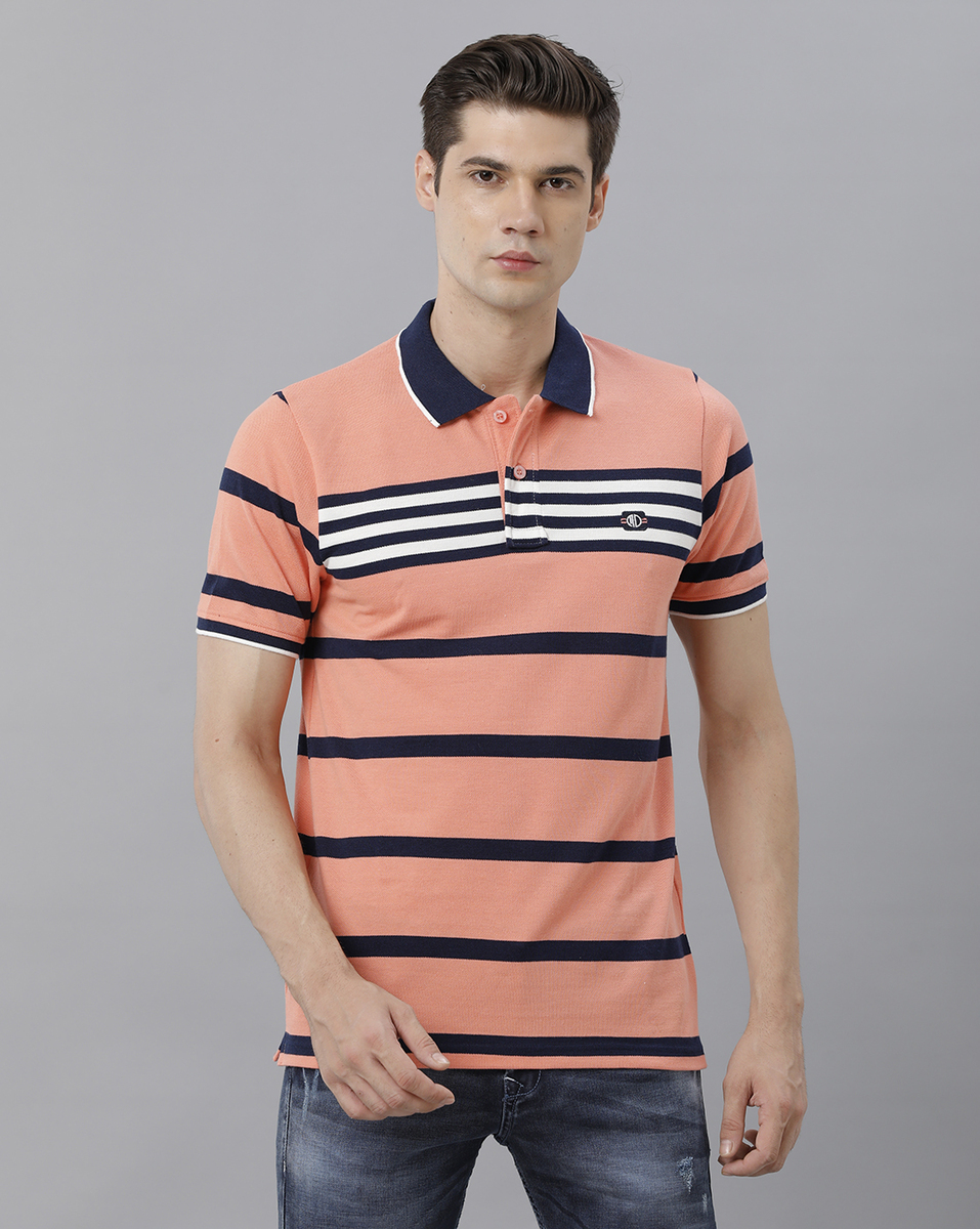 Marco Donateli Mens Peach Striped T Shirt