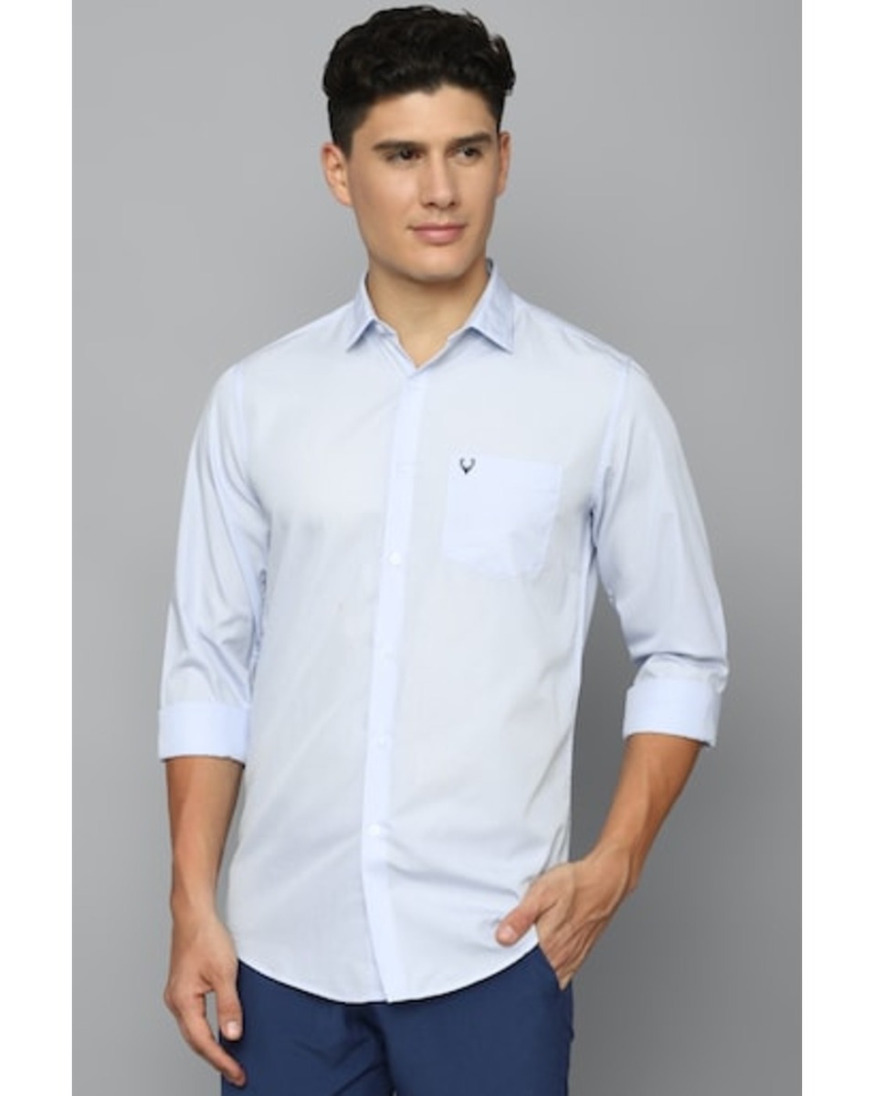 Allen Solly Sport Mens Solid Blue Slim Fit Casual Shirt