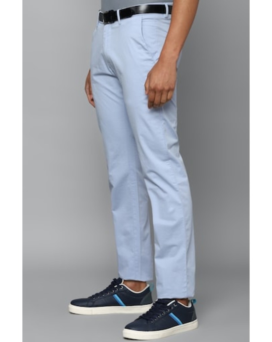 Allen Solly Sport Mens Solid Blue Slim Fit Casual Trousers