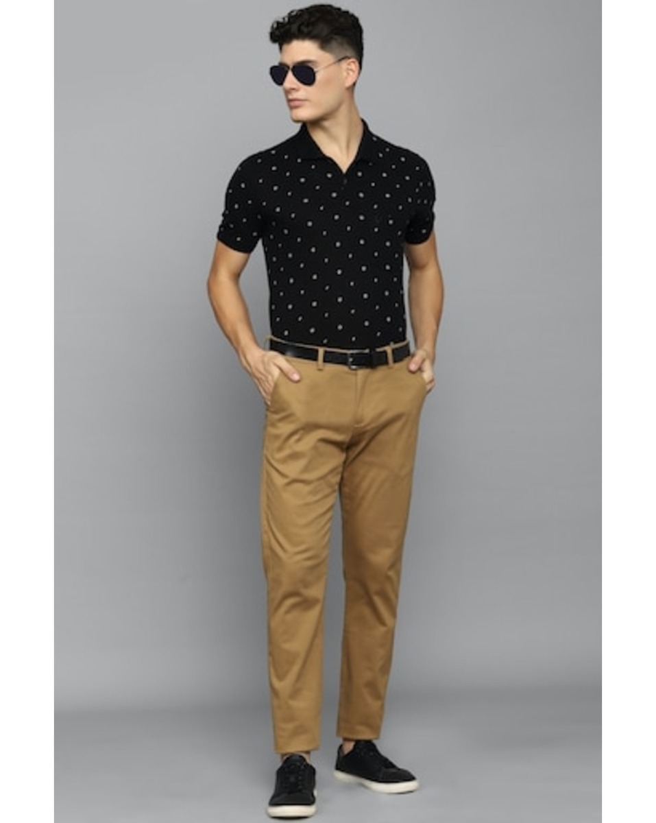 Allen Solly Sport Mens Solid Brown Slim Fit Casual Trousers