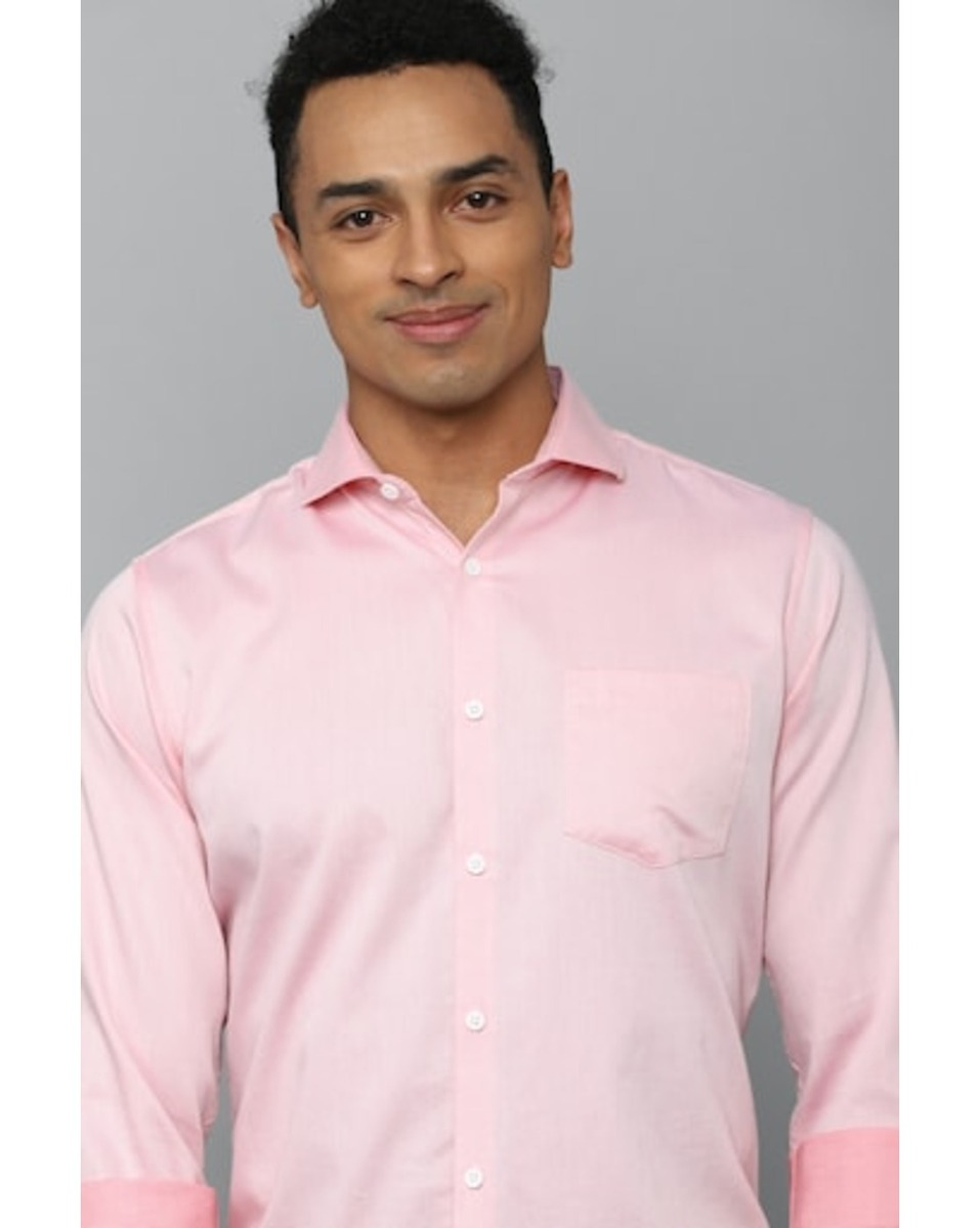 Allen Solly Sport Mens Textured Pink Slim Fit Casual Shirt